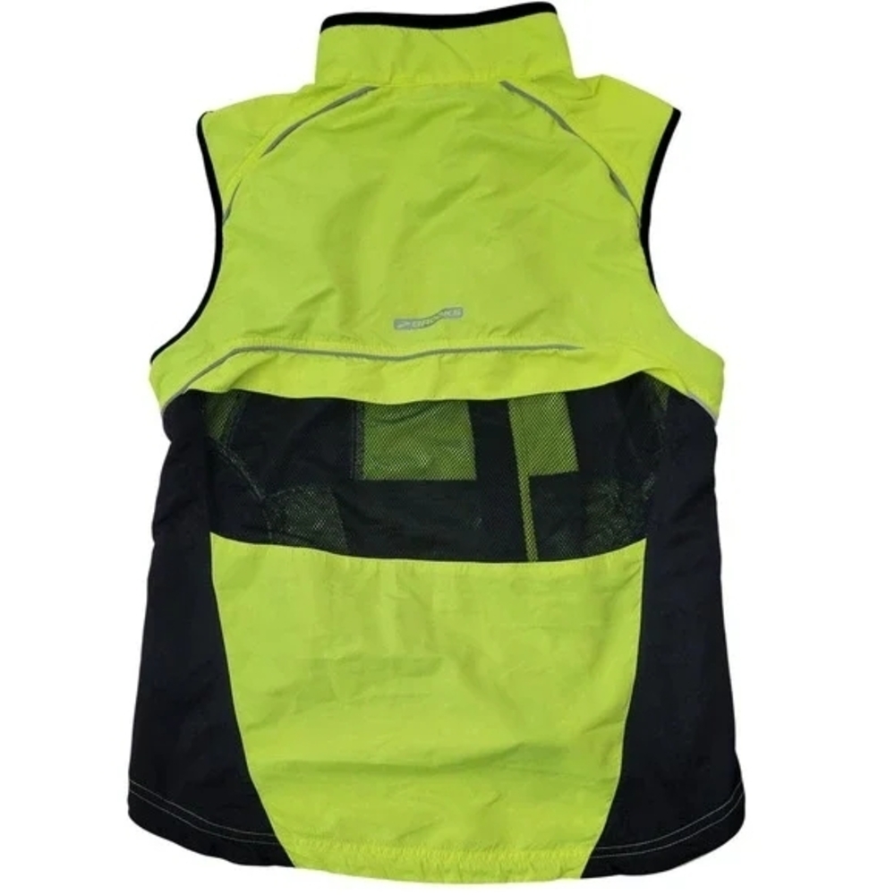 Brooks Neon Yellow Running Zip Up Vest Size Large - Picture 2 of 5
